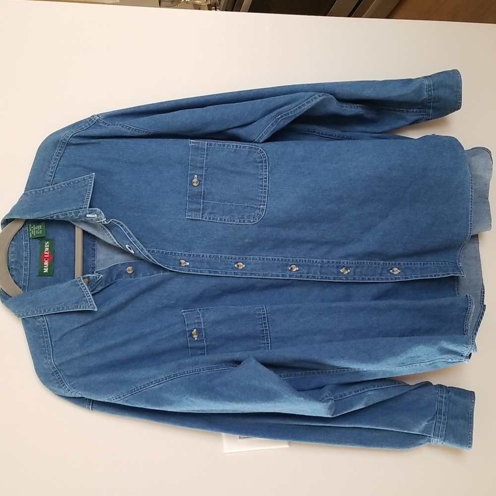 Marc Lewis Mens Button Down Jean Shirt Sz XL